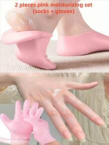 1 Pair High Elastic Moisture-Wicking Compression Socks, Reusable Aloe Vera Socks, Night SPA Socks, Non-Slip Gel Heel Socks, Unisex, Suitable For Dry Skin, Dry Feet, Rough Skin, Home Foot Care, Can Be Used With Favorite Lotions And Creams, Gift For Mom, Girls, Various Combinations, Suitable For Massage And Moisturizing Gel For Foot Care, Friend Gift, Women Gift - Multicolor - View 13