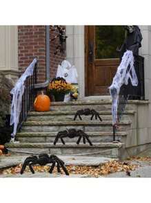 1 Stück schwarze behaarte Halloween Spinne mit roten Augen, gruselige Plüsch Tarantel Requisite, realistischer unheimlicher Insekten Dekor für Spukhaus, Kamin, Eingangsbereich, Tisch, Rasen, Wand, Party, Innen- und Außenbereich, Trick or Treat Aufstellung