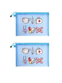 Sac cosmétique en maille avec masque, trousse médicale, seringue, stéthoscope, motif de pilules, sac de rangement portable, sac à maquillage, sac de soins de la peau, articles de voyage essentiels, fournitures de dortoir, cadeaux de mariage pour la mariée, cadeaux pour la fête des mères, cadeaux d'anniversaire, cadeaux pour les amis et les enseignants, sac de rangement pour médicaments, rangement de salle de bain, rangement de bijoux, sac de rangement pour huile à lèvres et cosmétiques, sac de toilette pour dortoir étudiant, cadeau pour épouse, famille, amis, collègues, médecins et infirmières