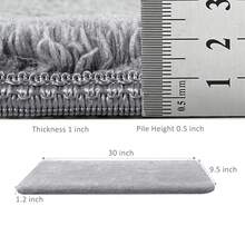 Plush Soft 14pcs Bullnosed Carpet Stair Treads Cover (9.5" X 30"X1.2")With 1pcs Landing Mat (24"X36") Rugs Set Tape Free Self-Adhensive Non-Slip Noise Reduced - 灰色 - 查看 3