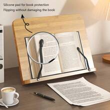 1 pieza Estantería de madera ajustable - Soporte multifuncional de 8 esquinas para lectura/caligrafía, escritorio para portátil y tableta, adecuado para oficinas/salas de estudio (base antideslizante)