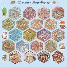 Libro de pegatinas con 49 hojas, Colección de escenas en miniatura del paisaje de Sunshine Town, Suministros para scrapbooking, accesorios para cuadernos, pegatinas decorativas para marcos de fotos, estuches de teléfono, vasos, papeleras, revistas, cajas de papelería, libro de pegatinas personalizado, para útiles escolares, de vuelta a la escuela manualidades libro de sticker estikers - Multicolor - Ver 11