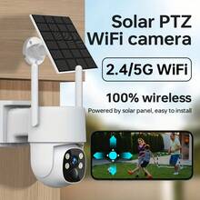 5G Outdoor Solar-Powered Security Camera, 4MP High-Definition Picture Resolution, Powered By USB Or Solar Panel, 350° Horizontal Rotation And Vertical Pitch Angle, Human Infrared Detection Function, Color Night Vision Function, Wireless Monitoring IP Camera, Suitable For Home Security, Outdoor Farms And Remote Monitoring. - Multicolor - View 10