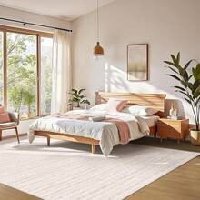 5x8 Washable Area Rug With Non-Slip Backing, Soft Low Pile Indoor Floor Carpet, Neutral Light Brown, Boho Moroccan Style Living Room, Bedroom, Dining Room - Baby Pink - View 2