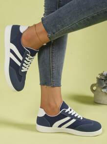 Tênis Casuais Slip-On com Cadarço Femininos, Tênis Esportivos Versáteis, Adequados para Primavera e Outono, Sapatos de Exercício para Estudantes