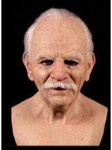 3D硅胶老人面具，成人硅胶面具，男士乳胶逼真面具，万圣节恐怖全头乳胶面具，恐怖万圣节乳胶面具，恐怖派对老太太乳胶面具，适合角色扮演