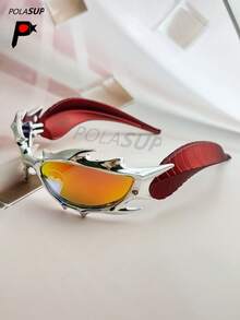 1pc Chinese Dragon Shaped Sacrificial Festival Dragon Horn Auspicious Ornament, Original Designer DELON Liyao Unique Sci-Fi Personalized Decorative Glasses, 3D Printed Geometric Layered Cyberpunk Style Glasses (This Model Has Been Registered With The EU Design Patent) - Cyberpunk Flame Horns - View 11