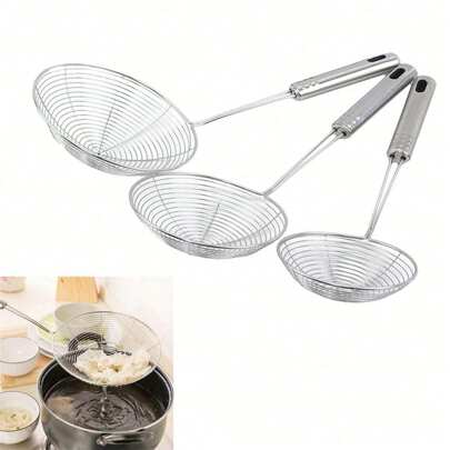 1 Piece, Practical And Durable Stainless Steel Frying Strainer, Kitchen Frying Utensils, Can Be Used As A Strainer,Kitchen Accessories, A Must-Have Kitchen Tools Gift For Home Chefs, Space-Saving Storage For Kitchen Organizers