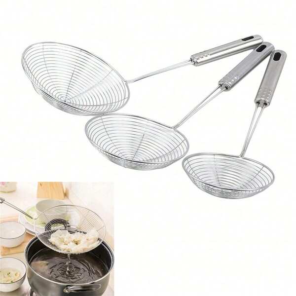 1 Piece, Practical And Durable Stainless Steel Frying Strainer, Kitchen Frying Utensils, Can Be Used As A Strainer,Kitchen Accessories, A Must-Have Kitchen Tools Gift For Home Chefs, Space-Saving Storage For Kitchen Organizers