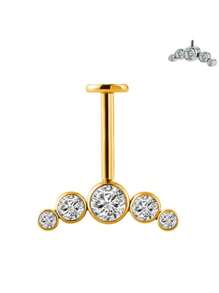 1 pieza Pendiente de cartílago con rosca interna, joya corporal con piercing de titanio G23 de 16G con un solo cristal de circonita vertical redondo