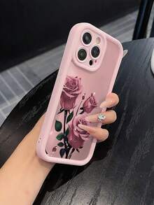 1 pieza Nuevo estuche de teléfono transparente a prueba de caídas con rosa púrpura chapada en metal, compatible con iPhone 17/17 Air/17 Pro/17 Pro Max/16 Pro Max/16 Pro/16/13 Pro Max/12 Pro Max 11, 15 Pro Max, 14 Pro Max, estuche de teléfono a prueba de golpes y caídas de TPU transparente grueso, versión internacional, no la versión nacional - Rosa - Ver 5