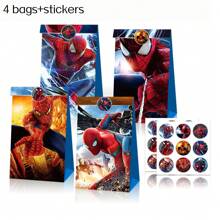 Marvel 4 pièces, Sac cadeau Superhéros Spider Man Iron Man, Sac à bonbons thème bandes dessinées, Sac de décoration pour fête d'anniversaire et vacances, Fournitures de fête, Convient pour cadeaux d'anniversaire, Halloween, Noël, cadeaux de remise des diplômes et cadeaux de fête des vacances (styles aléatoires)