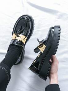 Giày lười nam tua rua trang trí, giày công sở bóng loáng phong cách Anh cổ điển, giày công sở & giày cưới phong cách Old Money Chic mùa thu - A - Xem 47