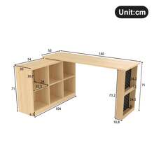 140 x 104 x 75cm Multifunktionaler Bürotisch, Sechsfach-Lagerschrank + Ablage, breite und dicke Schreibtischplatte, Lochplatte + Ablage, super belastbar, veränderbare Form