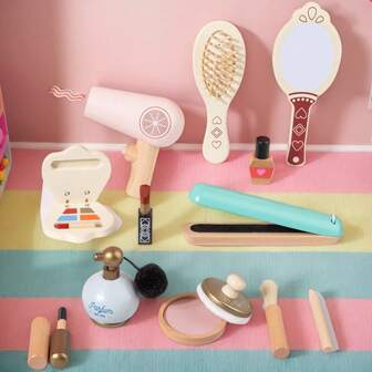 1 Set Wooden Children's Makeup Tool Toys, Realistic Makeup Play Game, Children's Role Play Toys, Educational Learning Toys