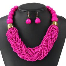 3 Pcs Bohemian Multi-Layered Seed Bead Oversized Jewelry Set For Women (Necklace & 2 Earrings), Unique Stylish Bold Sleek Versatile Delicate Dainty Minimalist Classic Modern Accessories, Light Luxury, Personalized, Fashionable, Suitable For Daily Wear, Work, Party, Wedding, Vacation, Music Festival, Dinner - màu sắc - Xem 7