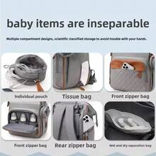 Waterproof Mommy Diaper Backpack Multi-Functional Large Capacity Light Diaper Bag For Quick Outing Travelling Nappy Bags - màu xanh lá - Xem 5