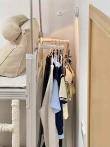 5pcs/1pc Clothes Hanger Set, Dorm Room Drying Rack For Bunk Beds, Foldable Retractable Clothes Drying Rack, Portable Clothes Hanger, Thick Durable Multi-Function Retractable Clothes Rack, Travel Hanger, Cabinet Mounted Clothes Rack