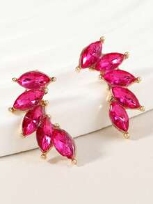 一对镶钻彩色优雅耳钉，适合日常佩戴 - 黑色 - 查看 13