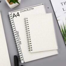 Quaderno a spirale con griglia grande, quaderno a spirale, mini quaderno, griglia spessa, quaderno semplice per studenti e laureati, quaderno con copertina trasparente - adatto per studio, ufficio, scrittura e disegno, forniture scolastiche, ritorno a scuola