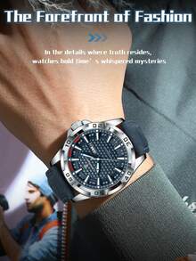 POEDAGAR 1件男士奢华防水夜光PU皮革石英腕表，男士运动日期星期显示腕表，休闲男士腕表，适合日常佩戴，男士礼物 - 均碼 - 查看 11