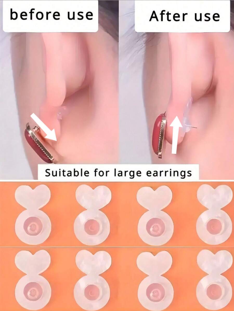 100 件硅胶耳环后盖，适用于重型耳环，隐形提升支撑垫，可防止耳垂下垂，安全耳环提升器，适用于耳钉和垂坠耳环，适合女士 - 查看 1