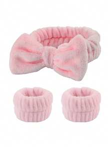Set de 3 diademas faciales prácticas, diadema de moda de peluche, correa para la muñeca