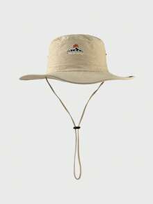 1pc Unisex Solid Color Embroidered Fisherman Hat, Fashion Outdoor Hiking Fishing Sun Protection Windproof Rope Hat, Casual Versatile For Daily Use, Suitable For Spring, Autumn & Winter - MZ824 - View 15