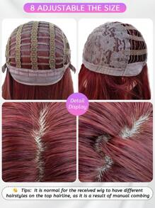 SHUDUO 1 Piece Synthetic Heat Resistant Straight Hair Red Wig, Made From Fibers For Daily Use, Natural And Realistic Wig (Accessories Not Included)