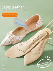 1 双女士自粘尖头高跟鞋鞋垫，超薄软底垫，舒适透气防臭 - 米色 - 查看 1