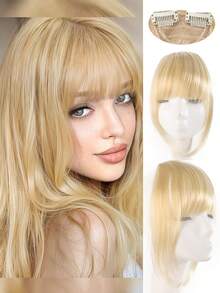 12 Inch High-Layered Straight Bangs Wig For Women BB Clip Style Invisible And Traceless Increase Hair Volume Modify Face Shape Straight Bangs Wig Synthetic Heat-Resistant Fiber Wig Suitable For Daily Holiday Party Wear