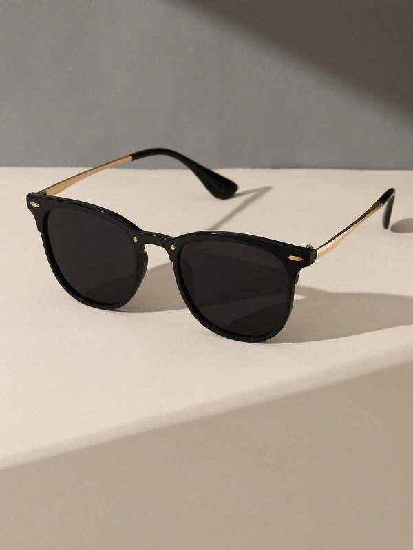1pc Geometric Black Delicate All-Match Popular Design Men Fashion Glasses For Tropical Beach Vacay Outdoor Casual Activities Boating Driving Musical Festival Back To School Accessories
