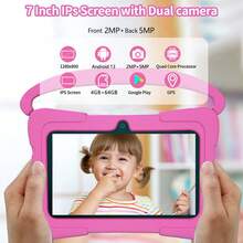 Đồ chơi điện tử giáo dục cho trẻ em/RAM 4GB + Bộ nhớ trong 64GB/Máy tính bảng 7 inch/Bộ xử lý lõi tứ 1.3GHz/Hệ điều hành Android 13, Chip MTK8321/Màn hình IPS HD 1280x800/Camera kép 2MP + 5MP/Pin 4000mAh/Chơi game WiFi/Chất liệu nhựa ABS + Silicone BDF S20 (Bao gồm: Hộp, Cáp, Sách hướng dẫn, Bộ chuyển đổi OTG, Đầu đọc thẻ) - Nhiều màu - Xem 4