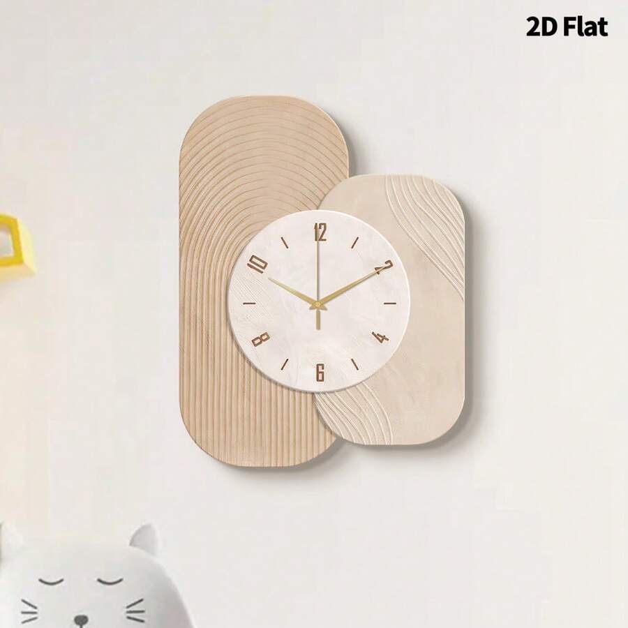 2D Flat 1pc Light Luxury Modern Creativity Wall Clock, Ultra Quiet Quartz Movement, No Ticking Sound, Quiet Decoration Painting Wall Clock For Living Room, Bedroom And Office, Fashionable Bedroom Clock Decoration Wall Watch, Unique Personalized, Ultra Clear Reading Time, Suitable For Clock Decoration In Living Room, Bedroom, Office, Studio, House, Study, Kitchen And Cafe, Perfect Decoration Gift For Family And Friends Home Decor Room Decor