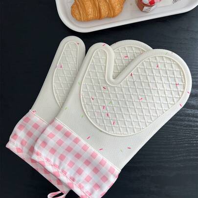 1 件耐热手套和防滑手套 - 厨房烤箱手套 - 硅胶烤箱手套 - 微波炉烘焙工具、防滑厨房配件、节日烹饪礼物，适合家庭和厨房组织