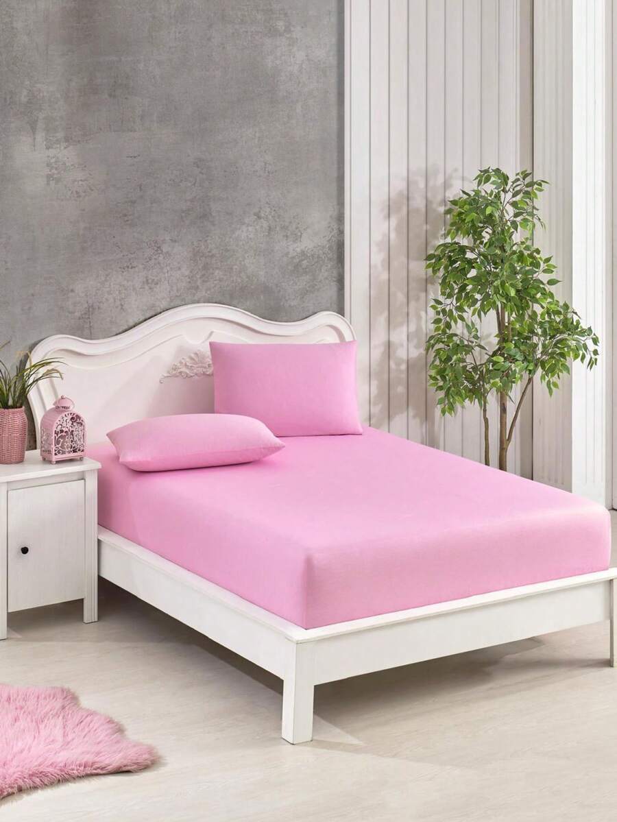 Fitted Bed Sheet Set – Turkish Cotton – Single Size (100x200+30) , Double Size (160x200+30), King Size (180x200+30) + 2 Pillowcase – Includes 50x70 Cm Pillowcases - Made In Turkey