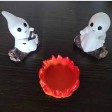 1 件幽灵篝火主题套装（不含蜡烛）万圣节装饰树脂挂件，营造梦幻氛围，适用于家居装饰、房间装饰、秋季装饰、客厅、台面柜、户外花园、节日场景布置、氛围照片道具，万圣节和周年纪念的独特礼物 - 彩色 - 查看 11