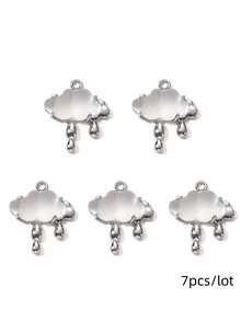 7/14 件随机 Y2K 风格白色吊饰类型包括心形和蝴蝶结吊坠、DIY 项链、手链和耳环配件材料 - 白色 - 查看 12