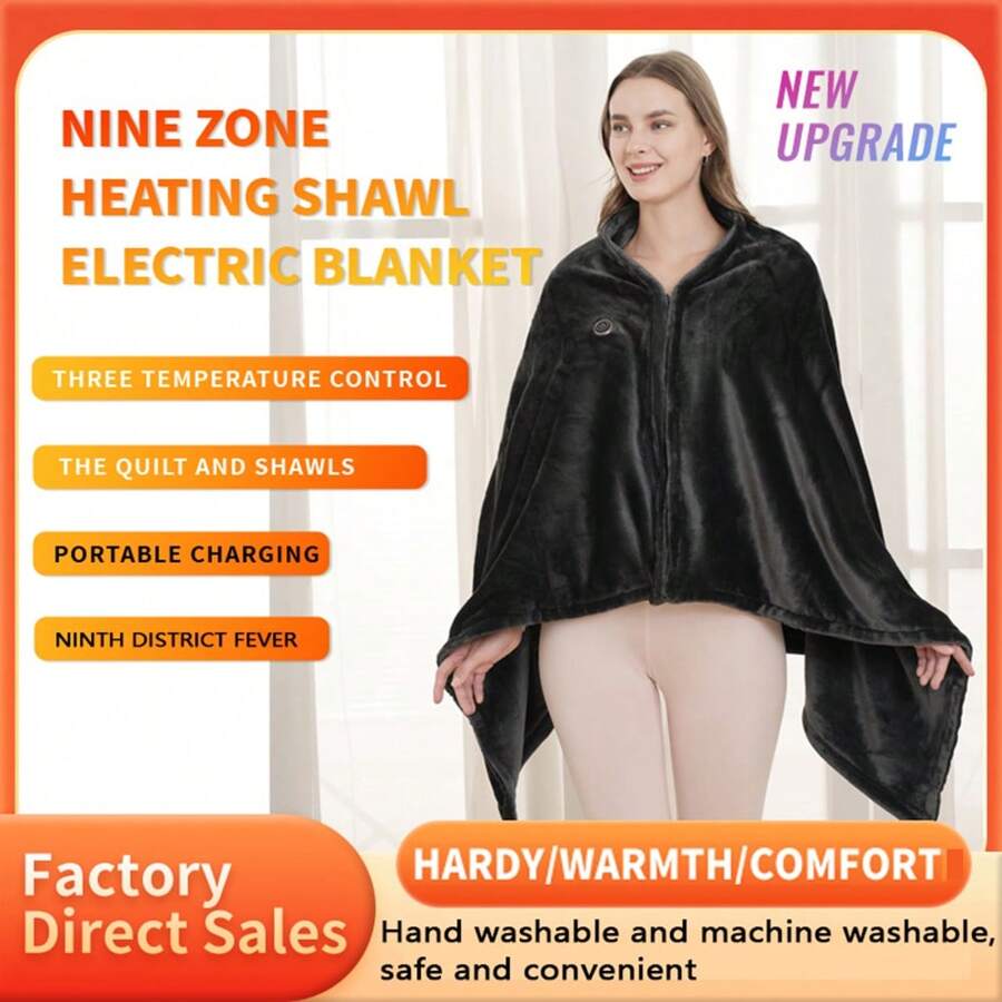 1pc Electric Heated Shawl Wrap + USB Powered Wearable Heating Pad For Knees, Suitable For Office Nap, Living Room Sofa