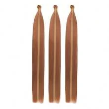 3 pezzi di trecce sintetiche diritte a degradé di colore, capelli per trecce a scatola, lunghezza 28 pollici, pre-stirati, estensioni per capelli trecciati, colore biondo 613