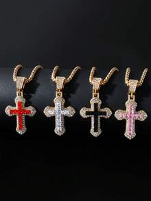 适合男孩和女孩的钛钢嘻哈长项链，时尚吊坠毛衣链 - 彩色 - 查看 3