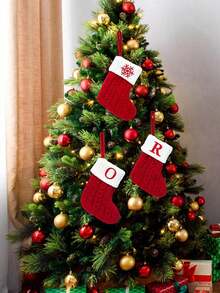 1 件，红色针织圣诞袜，圣诞节英文字母雪花吊袜，适用于圣诞派对装饰 2026 新年派对礼品用品，圣诞节婴儿房装饰，个性化首字母圣诞袜，家庭假日圣诞节居家房间装饰，圣诞树挂饰，平安夜惊喜礼物包圣诞服装，婴儿圣诞礼物，宝贝派对礼品 - 聖誕字母針織襪 - 查看 8