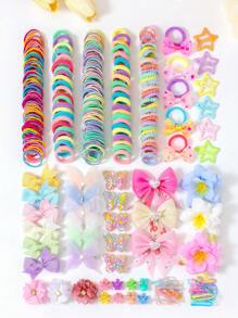 153/858/861/908 件粉彩可爱女孩公主发饰套装，包含薄纱蝴蝶结发夹、水钻蝴蝶发夹、多色纹理蝴蝶结发夹、薄纱水钻蝴蝶发夹、雪纺花发夹、仿花发夹、薄纱蝴蝶结发带、星星 BB 夹、迷你爪夹和多色细发带和发圈，适合女孩日常、派对、外出，打造甜美可爱的造型
