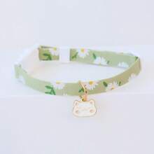 1pc Pet Cat Collar, Cute Daisy Flower Cat Collar For Summer, Cat Necklace Accessory, Adjustable Non-Choke Collar With Bell, Lace Flower Cat Collar, Suitable For Small Dogs And Cats