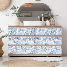 1 卷 - 可移除装饰防水接触纸 - 几何蓝色海洋设计 - 适用于卧室、浴室、橱柜、家居装饰