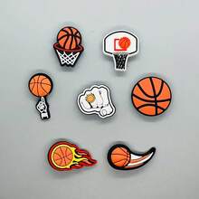 7pcs Basketball Themed Shoe Accessories Charms, DIY Cute Shoe Decorations Suitable For Clogs Party, Gift For Women And Men (Assorted Styles, Handmade With Possible Minor Glue Residue Or Defects On Backside) - 7pcs Basketball - View 2