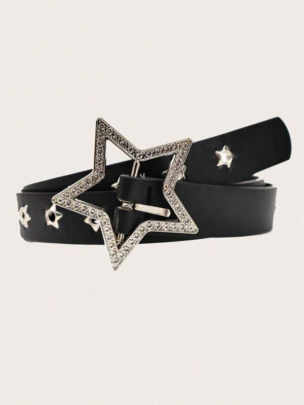 1 stuk meisjes Y2K Punk Street zwarte holle vijfpuntige ster decoratieve riem, geschikt voor rokken, jeans, feestjes, het begin van het schoolseizoen