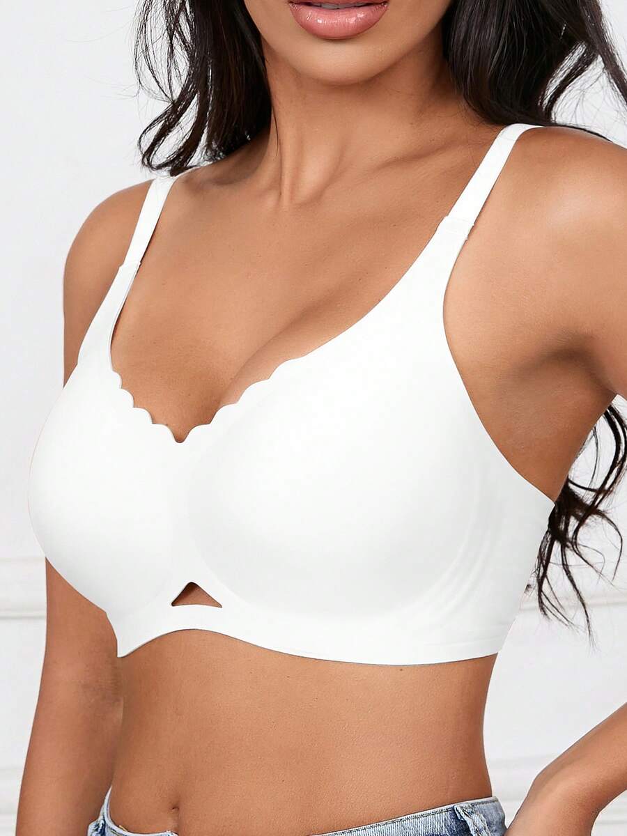 Sharicca Women's Seamless Solid Color Jelly Bra, Casual Comfortable Wireless  Push Up No Show Bra, Adjustable Straps Bralette - 白色 - 查看 1