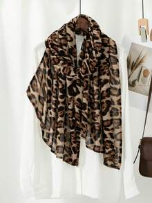 1条女士蛇纹图案休闲百搭围巾，轻盈透气，适合所有季节佩戴。 - 蛇紋灰褐色 - 查看 5