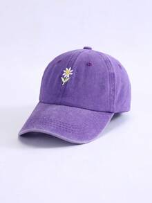 1pc Unisex Embroidered Daisy Washed Baseball Cap, Lightweight Breathable Adjustable Sun Protection Sports Hat Suitable For Spring, Autumn Outdoor Activities Like Travel, Hiking, Cycling - Embroidery - View 17